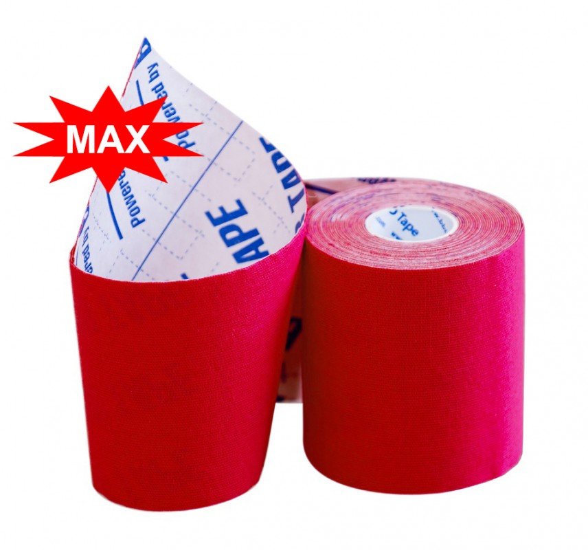 Кинезио тейп BBTape MAX с усиленным клеем 7,5см × 5м / Красный